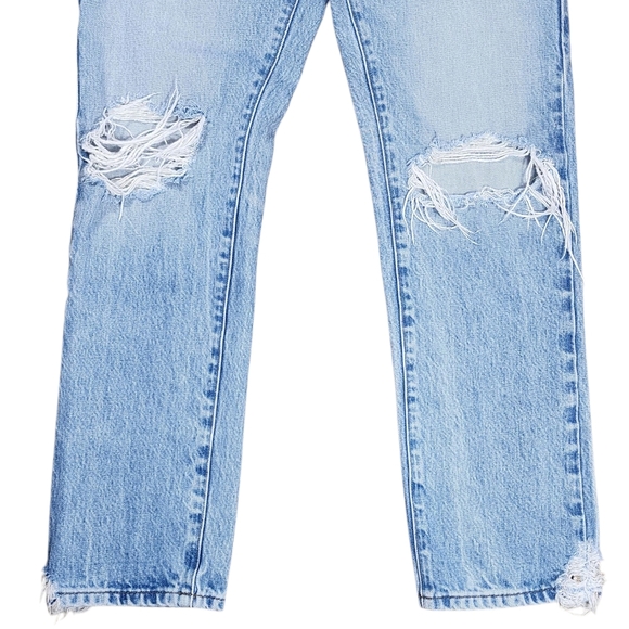 FRAME Le Slouch Distressed High Waist Straight Leg Jeans In Limelight 26 - Picture 6 of 13